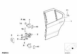 Πόρτα πίσω - μεντεσές/φρένο πόρτας diagram for BMW 3 Series E36 M3