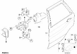Tür hinten - Scharnier/Türbremse diagram for BMW X5 E53 4.6is