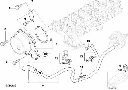 バキューム ポンプとパイプ ガイド diagram for BMW 5 Series E39 525d