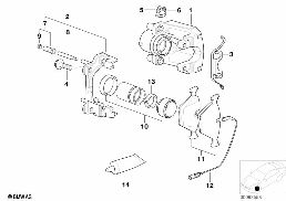 Hamulec tył-okładzina-czujnik diagram for BMW 5 Series E39 520d