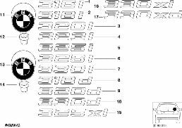 EMBLEMS / LETTERINGS diagram for BMW 3 Series E46 318i
