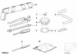Trousse à outils/triangle signalisation diagram for BMW 5 Series E39 525td