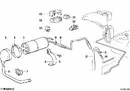 Filtre a charbon actif / conduites diagram for BMW 5 Series E34 540i