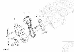 Pompa olejowa--wałki wyrównawcze napędu diagram for BMW 3 Series E90 318i