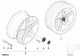 BMW LA WHEEL, DOUBLE SPOKE 88 diagram for BMW 3 Series E46 318i