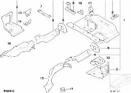Δάπεδο χώρου αποσκευών πρόσθ.εξαρτήματα diagram for BMW 3 Series E46 316ti