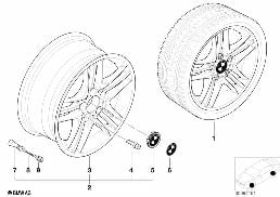 Jante à rayons en étoile (Styl. 89) diagram for BMW 5 Series E39 525td