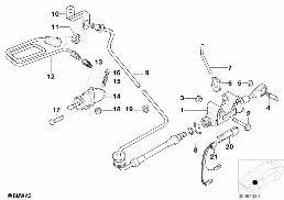 Kupplungsbetätigung diagram for BMW X5 E53 3.0d