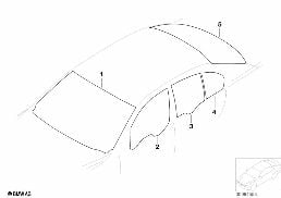 Oszklenie diagram for BMW 7 Series E65 745i