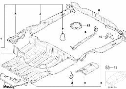 Dno bagażnika, elementy dodatkowe diagram for BMW 5 Series E39 520d