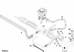 Hydr. układ kier./przewody oleju diagram for BMW 5 Series E39 520d