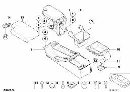 CENTER CONSOLE/ARMREST,SUPPORT,TRIM PAN. diagram for BMW 3 Series E46 M3
