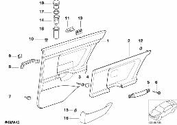 도어 트림 패널,뒤 diagram for BMW 3 Series E36 325tds