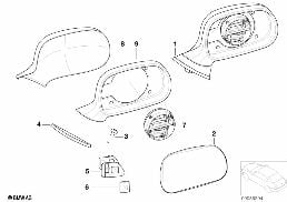 OUTSIDE MIRROR diagram for BMW Z3 E36 1.9