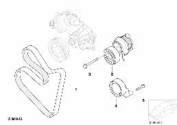 Napęd pasowy pompy wody/prądnicy diagram for BMW 7 Series E66 760Li