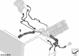 Prowadzenie węży wody ukł. chłodn. diagram for BMW 7 Series E65 745i