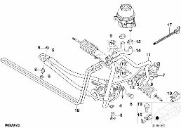 HYDRO STEERING-OIL PIPES diagram for BMW X5 E53 4.6is