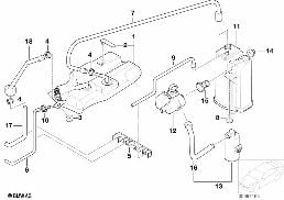 Depósito compensação/filtro carv.activo diagram for BMW 5 Series E39 530i