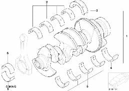 크랭크 기구-크랭크축,베어링 쉘 포함 diagram for BMW 3 Series E46 318i