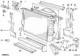 Radiator/frame diagram for BMW 5 Series E34 535i