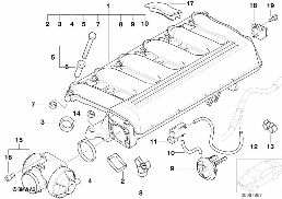 インテーク AGR、フラップ コントロール付 diagram for BMW 5 Series E39 525d