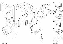 FRONT BRAKE PIPE ASC diagram for BMW 3 Series E46 325i
