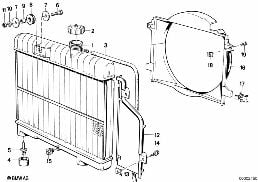 Radiateur/omlysting diagram for BMW 3 Series E30 318i