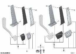 Garnitures de pédale en aluminium diagram for BMW 5 Series E39 525td