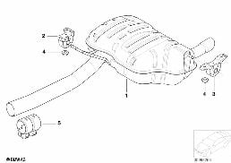Задний дополнительный глушитель diagram for BMW 3 Series E46 316ti