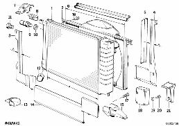 Radiateur/cadre diagram for BMW 7 Series E32 730i