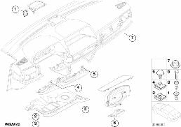 Elementy dod. tablicy przyrządów diagram for BMW 7 Series E65 745i