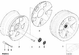 BMW LA wheel, star spoke 90 diagram for BMW 7 Series E65 745i