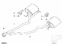 Zwischenrohr/Nachschalldämpfer diagram for BMW X5 E53 3.0d