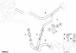 Soupapes d'eau chauffage auxiliaire diagram for BMW X5 E53 3.0d