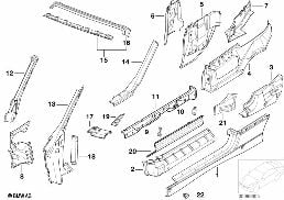 SINGLE COMPONENTS FOR BODY-SIDE FRAME diagram for BMW 3 Series E36 325i