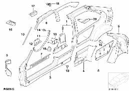 SINGLE COMPONENTS FOR BODY-SIDE FRAME diagram for BMW 3 Series E36 316i 1.6