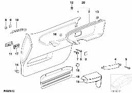 DOOR TRIM PANEL, FRONT diagram for BMW 3 Series E36 323i