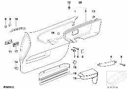 DOOR TRIM PANEL, FRONT diagram for BMW 3 Series E36 323i