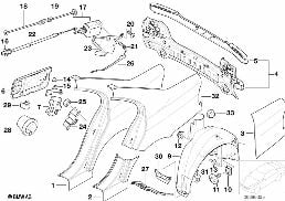 Revetement d'aile arriere diagram for BMW 5 Series E39 525td