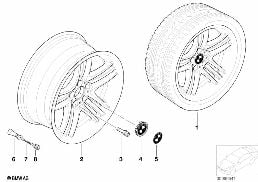 BMW LA wheel, star spoke 89 diagram for BMW 7 Series E65 745i
