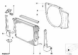 Radiador de água/caixa diagram for BMW 5 Series E34 525td