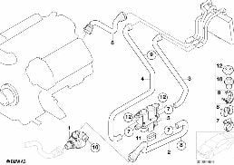 Zawór pompy węży wodnych diagram for BMW 7 Series E65 745i