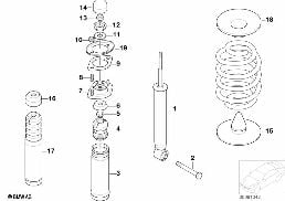 REAR SPRING STRUT MOUNTING PARTS diagram for BMW 3 Series E46 M3