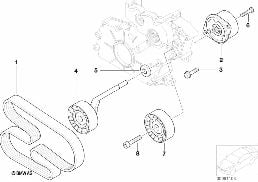 Remdrift/vattenpump/generator diagram for BMW 5 Series E60 LCI 520d