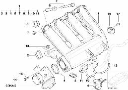 Insugn.anläggning AGR med lockreglering diagram for BMW 5 Series E60 LCI 520d