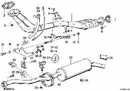 Uitlaatsysteem met katalysator diagram for BMW 3 Series E30 318i