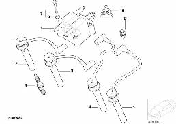 Świeca zapł./przewód zapł./cewka zapł. diagram for BMW MINI R50 Cooper