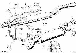 EXHAUST SYSTEM diagram for BMW 5 Series E12 528