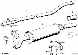 EXHAUST SYSTEM diagram for BMW 5 Series E12 530i