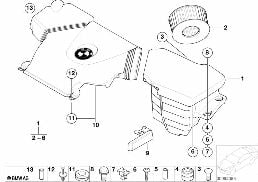 Tłumik szmerów ssania/wkład filtra diagram for BMW 3 Series E46 318i